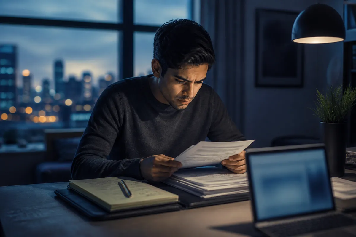 A person diligently reviewing immigration documents, highlighting the complexities of obtaining a Green Card.