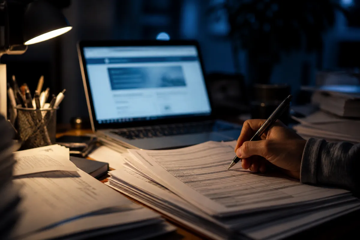 A person reviewing Green Card application forms, highlighting the legal complexities of obtaining residency.
